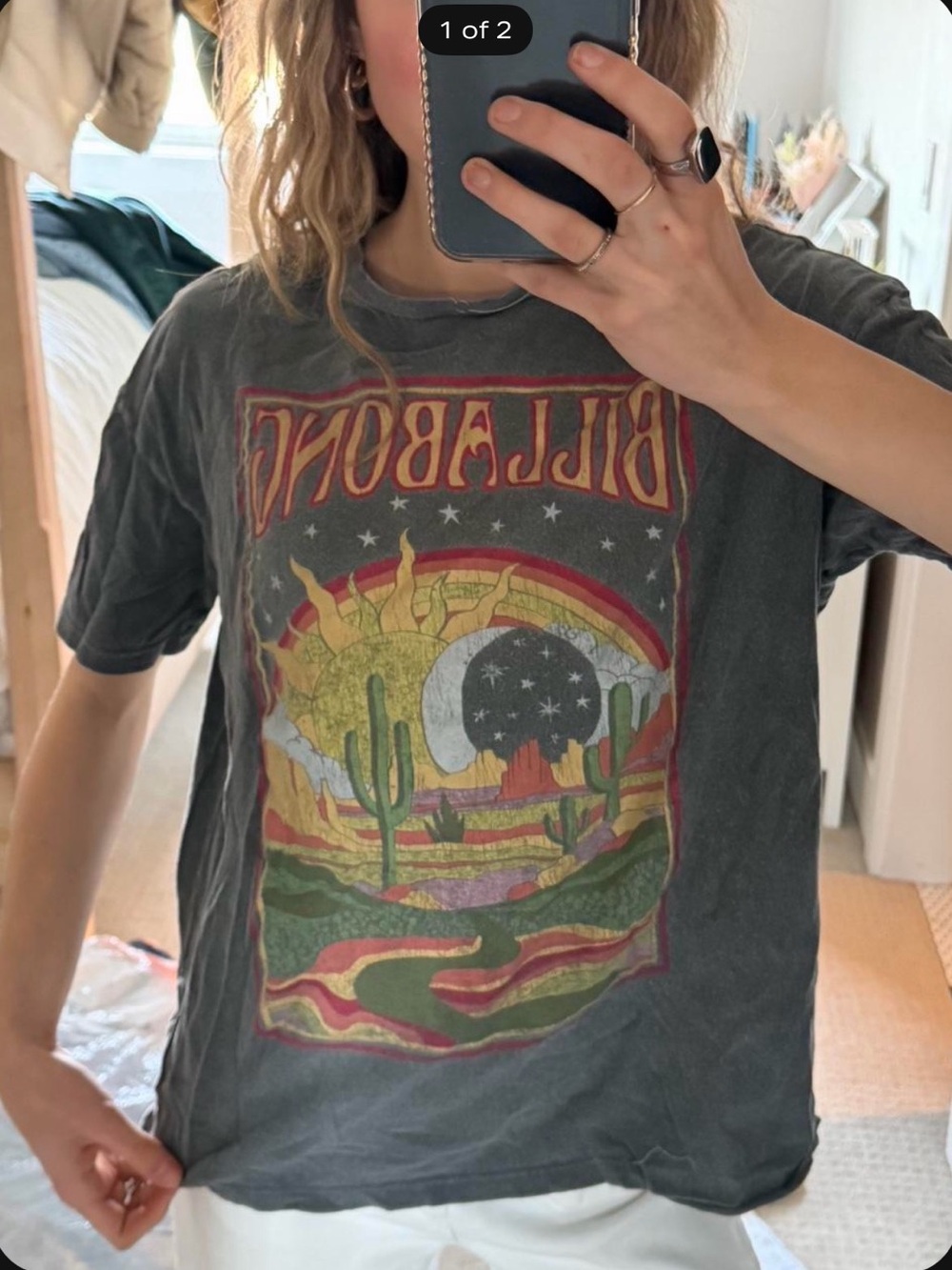 Billabong Charcoal Tee with Desert Sunrise Graphic - Picture 2 of 2